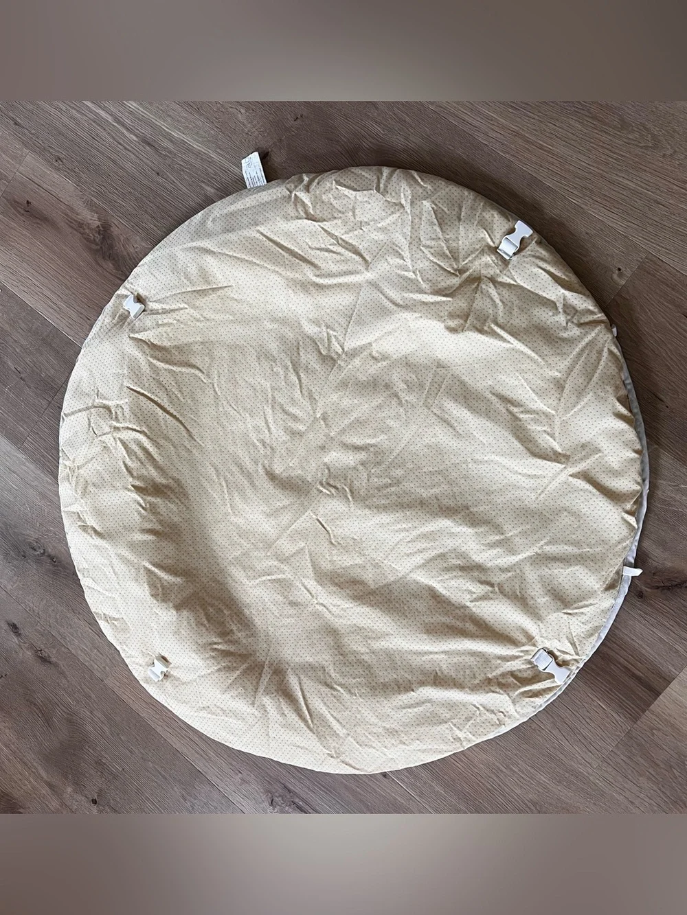 Neutral White & Brown Baby Play Gym - Soft Activity Mat with Hanging Toys